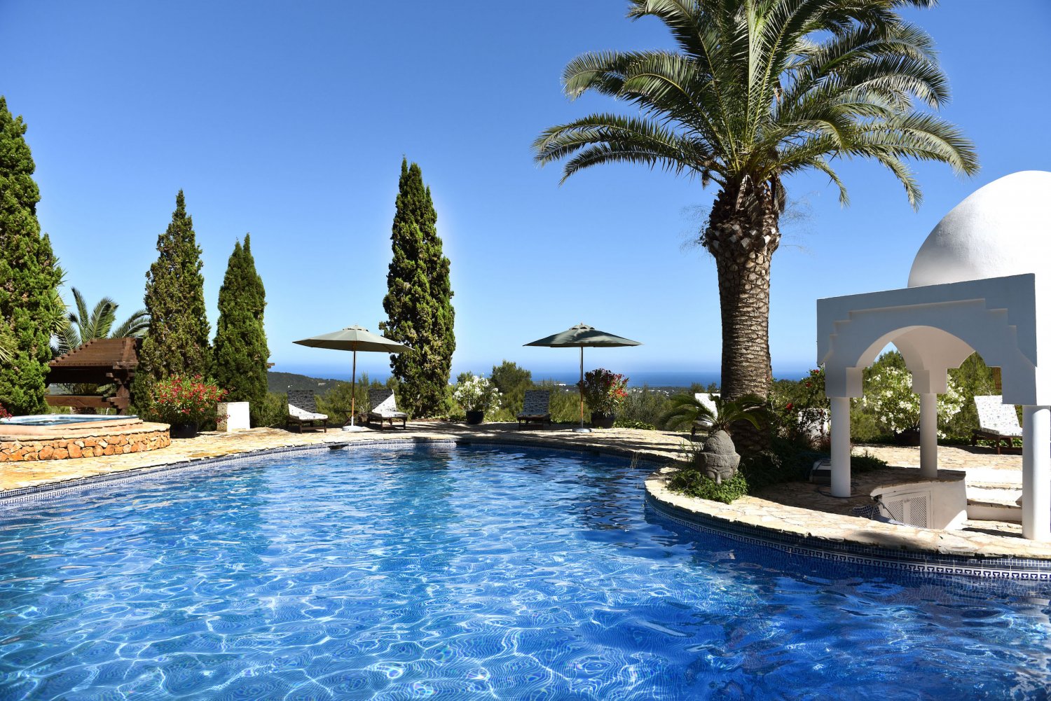 Secluded Peaceful Ibiza Villa with Panoramic Sea Views and a Huge Outdoor Space on Top of Atzaró Mountain near Santa Eulalia
