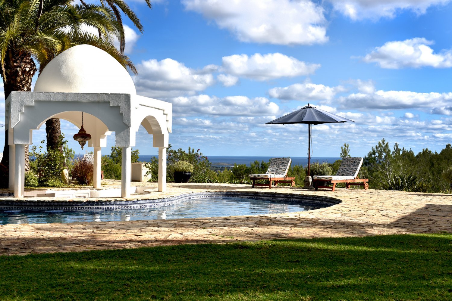 Secluded Peaceful Ibiza Villa with Panoramic Sea Views and a Huge Outdoor Space on Top of Atzaró Mountain near Santa Eulalia