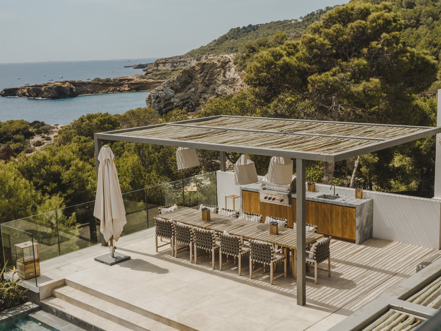 Seafront Stylish Ibiza Villa Facing Formentera with Breathtaking Sunrise Views and Pink Sunsets in Roca Llisa