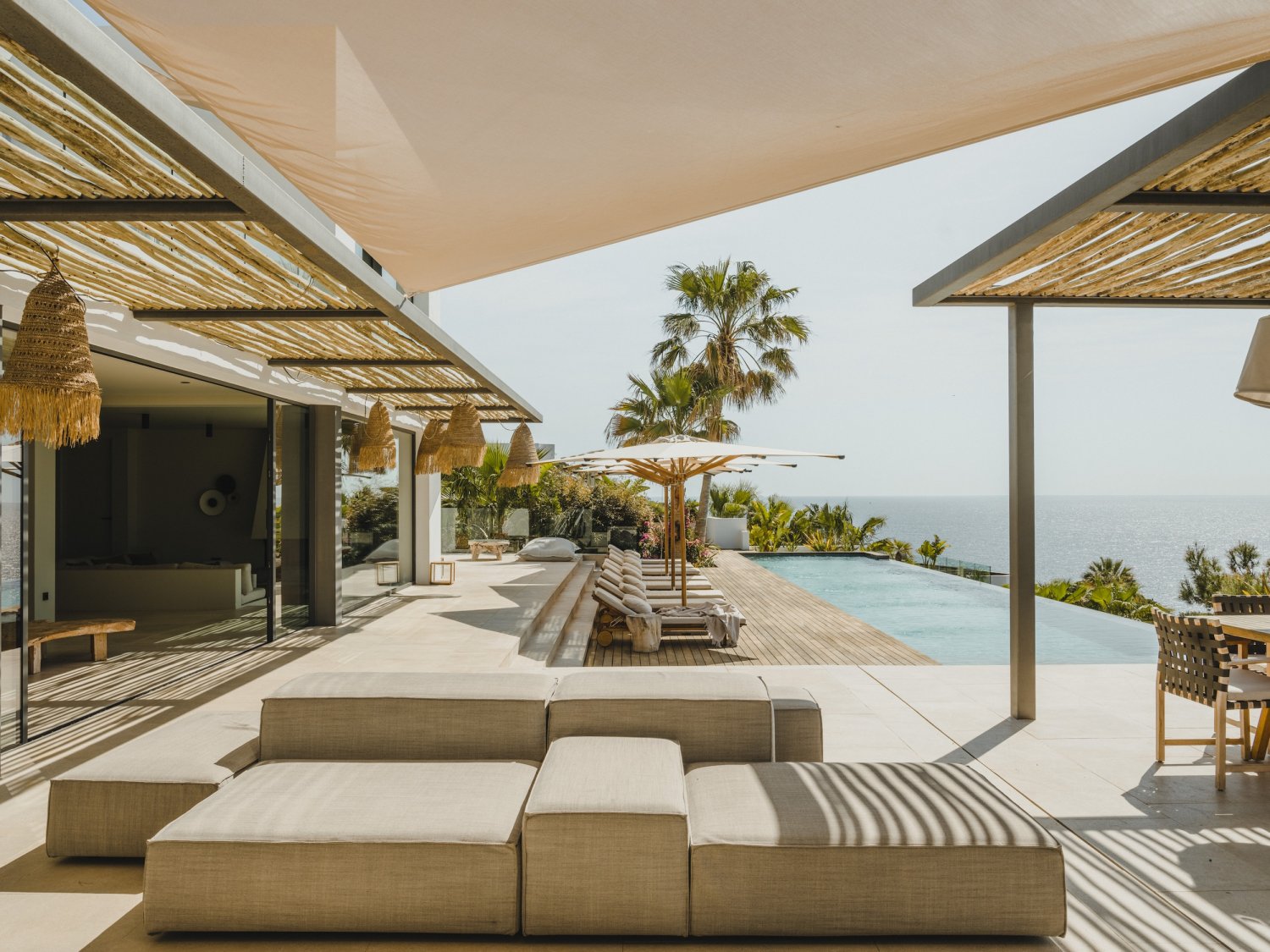 Seafront Stylish Ibiza Villa Facing Formentera with Breathtaking Sunrise Views and Pink Sunsets in Roca Llisa