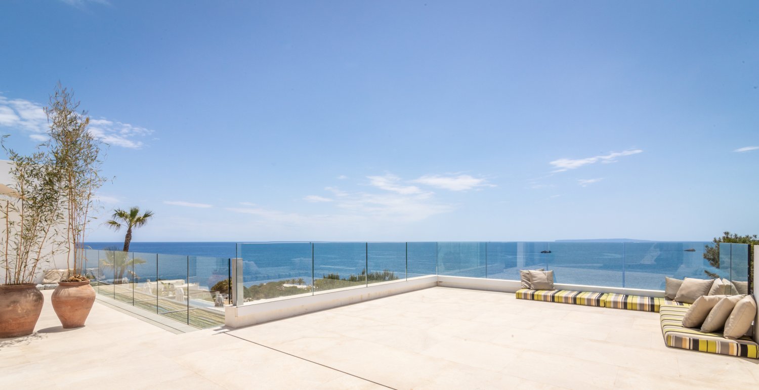Seafront Stylish Ibiza Villa Facing Formentera with Breathtaking Sunrise Views and Pink Sunsets in Roca Llisa