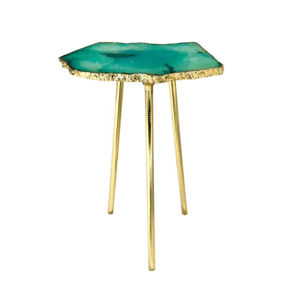 Small Aqua Agate Quartz Organic Edge Accent Table