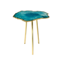Small Blue Agate Quartz Organic Edge Accent Table