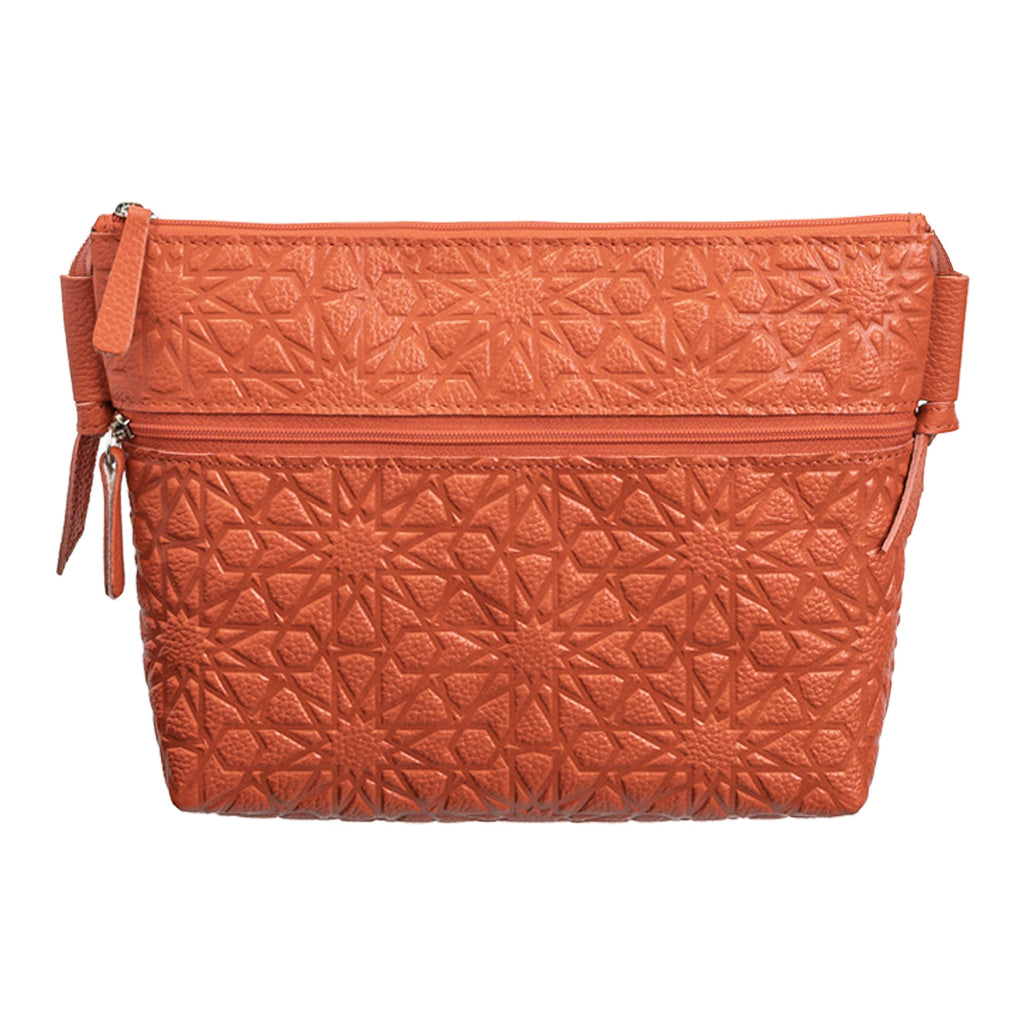 Orange Embossed Crossbody Bag with Islamic Design Pattern