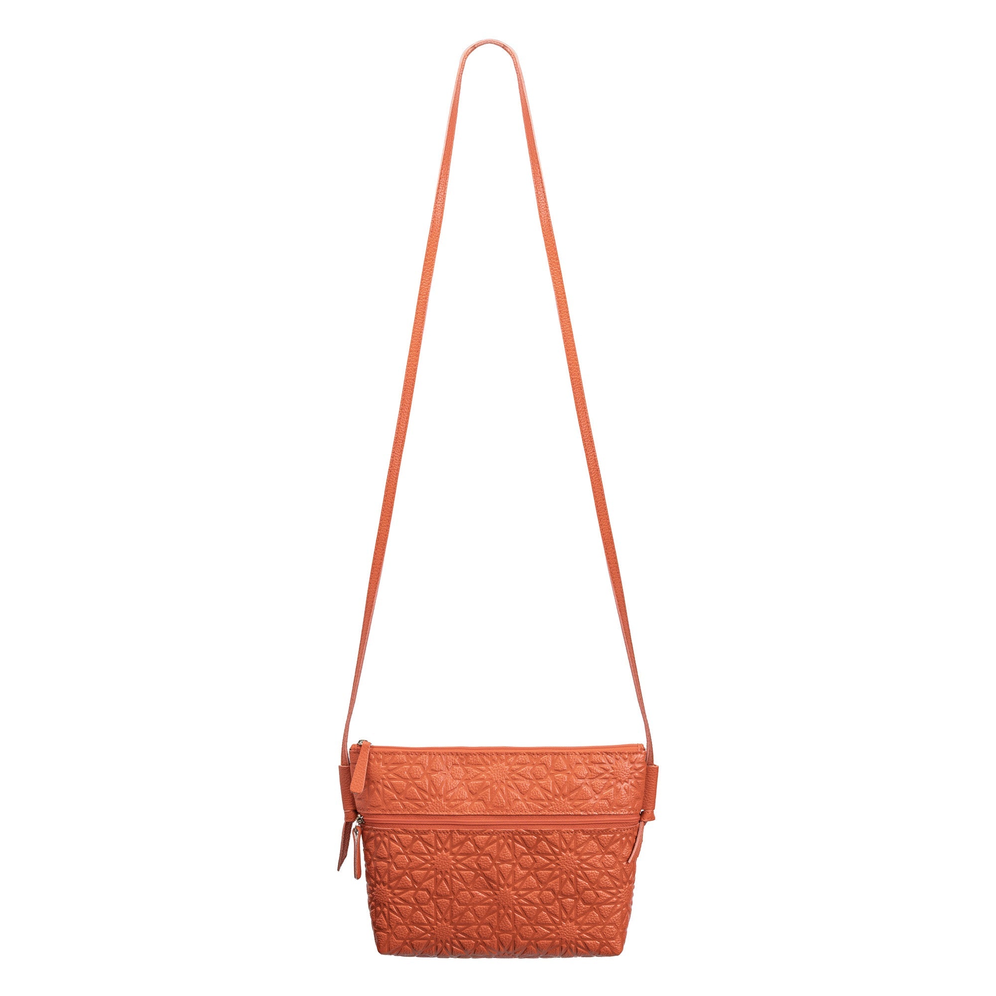 Orange Embossed Crossbody Bag with Islamic Design Pattern
