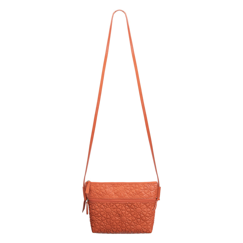Coral Embossed Crossbody Bag with Islamic Design Pattern
