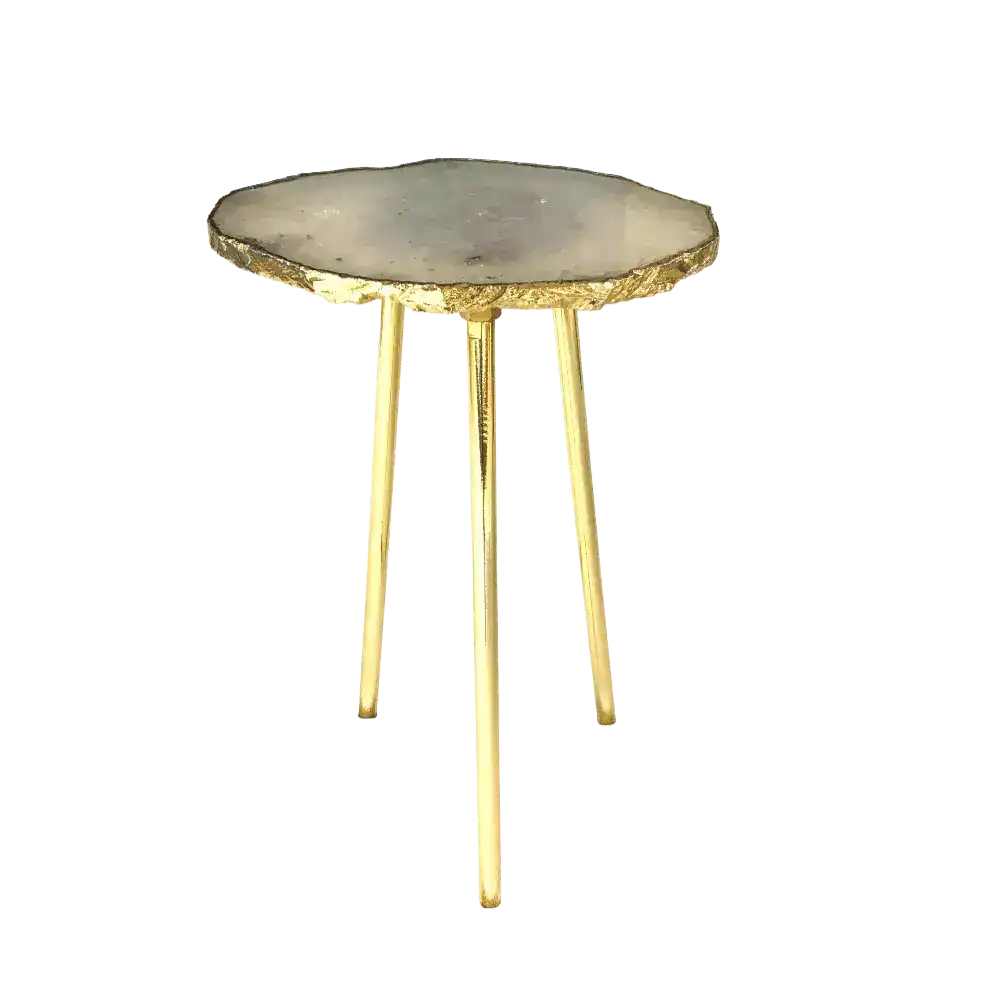 Small Grey Agate Quartz Organic Edge Side Table