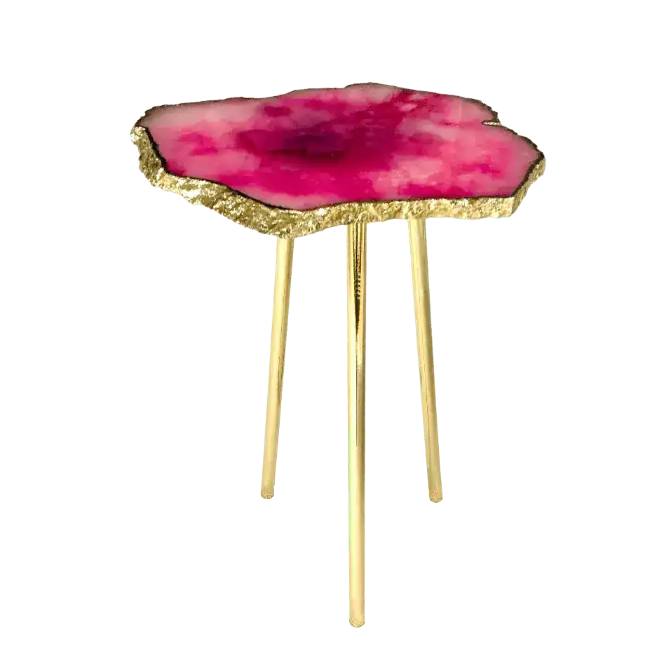 Small Pink Agate Quartz Organic Edge Side Table