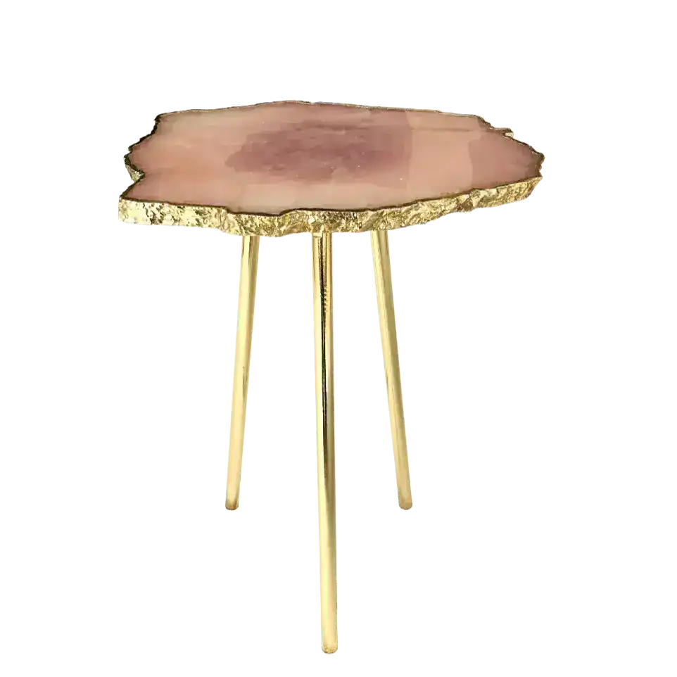 Small Rose Quartz Agate Organic Edge Accent Table