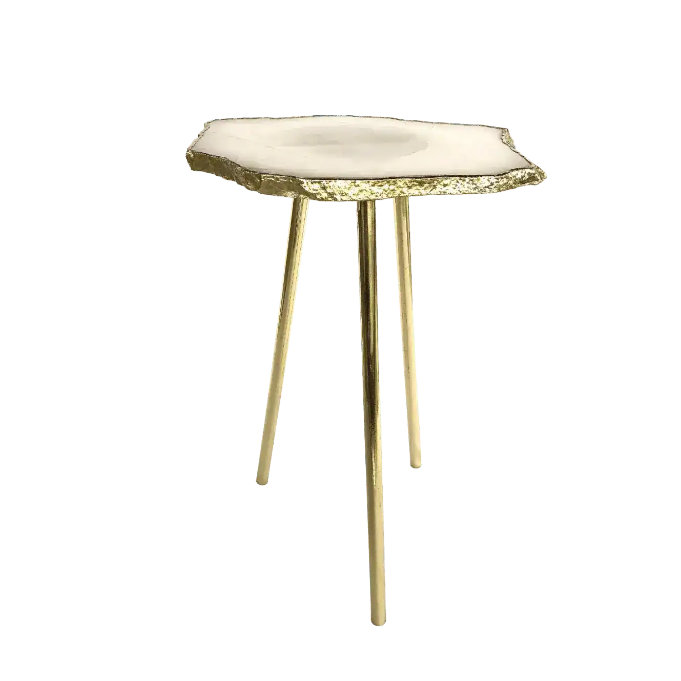 Small White Agate Quartz Organic Edge Accent Table