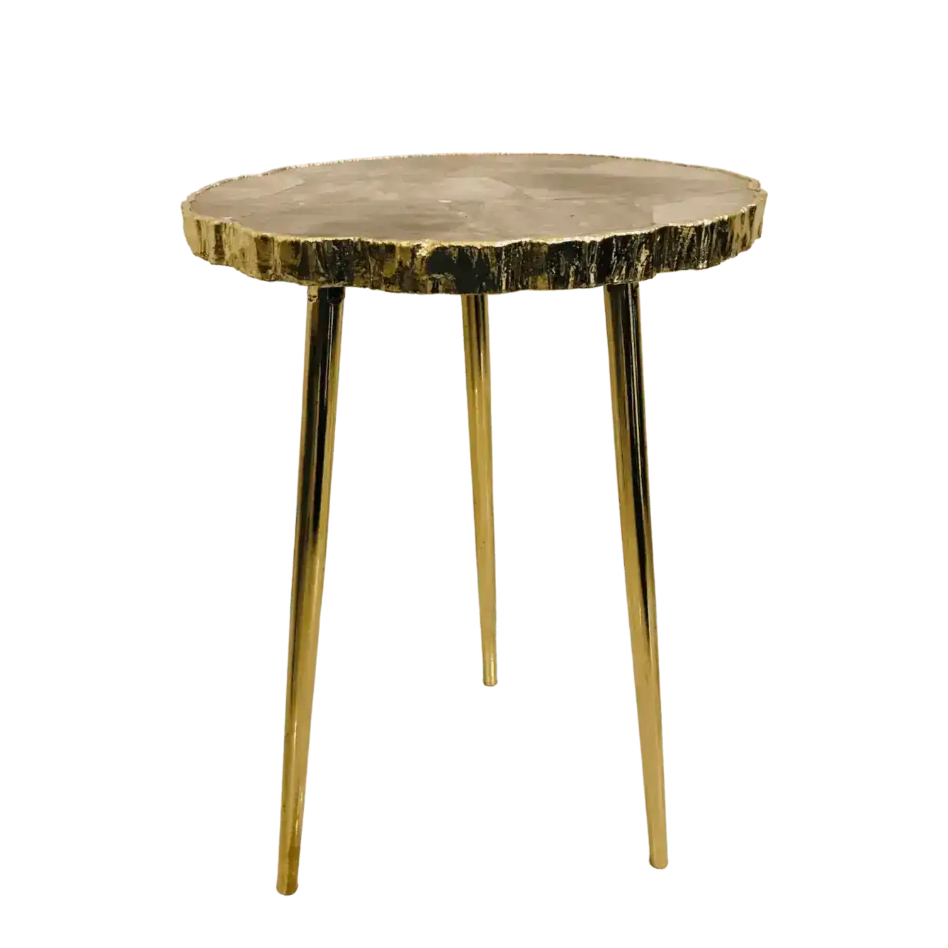 Smoky Grey Agate Organic Edge Accent Side Table
