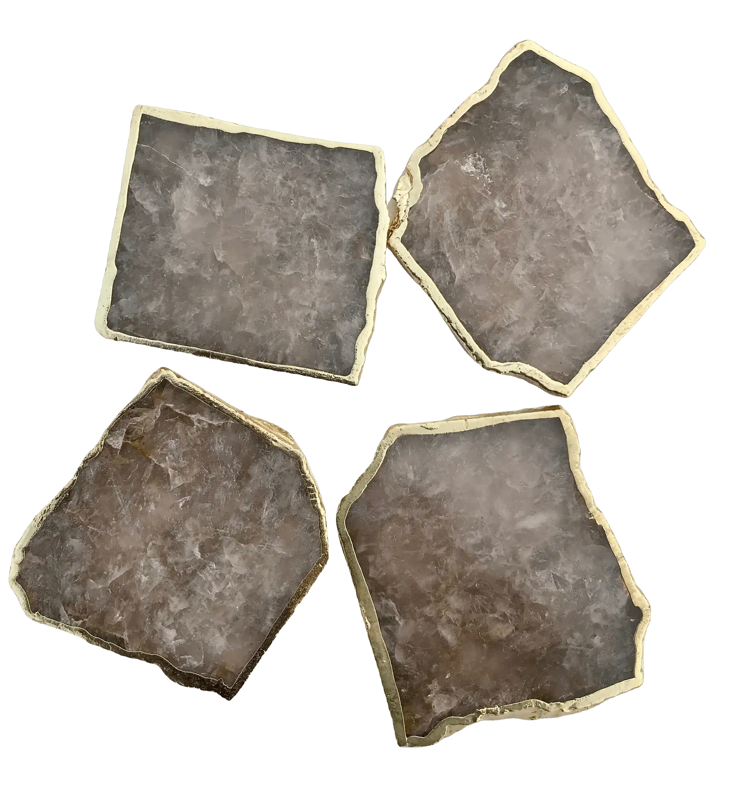 Smoky Grey Agate Quartz Coasters - Set of 4