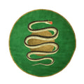 Snake and Apple Green Gold Round Hand Tufted Wool Rug