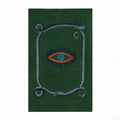 Snake and Red Evil Eyes Green Hand Tufted Wool Rug