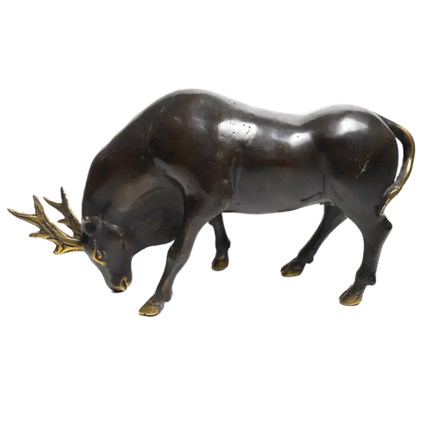 Solid Brass Bull Miniature Statue