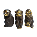 Solid Brass Monkey Statues - Set of 3