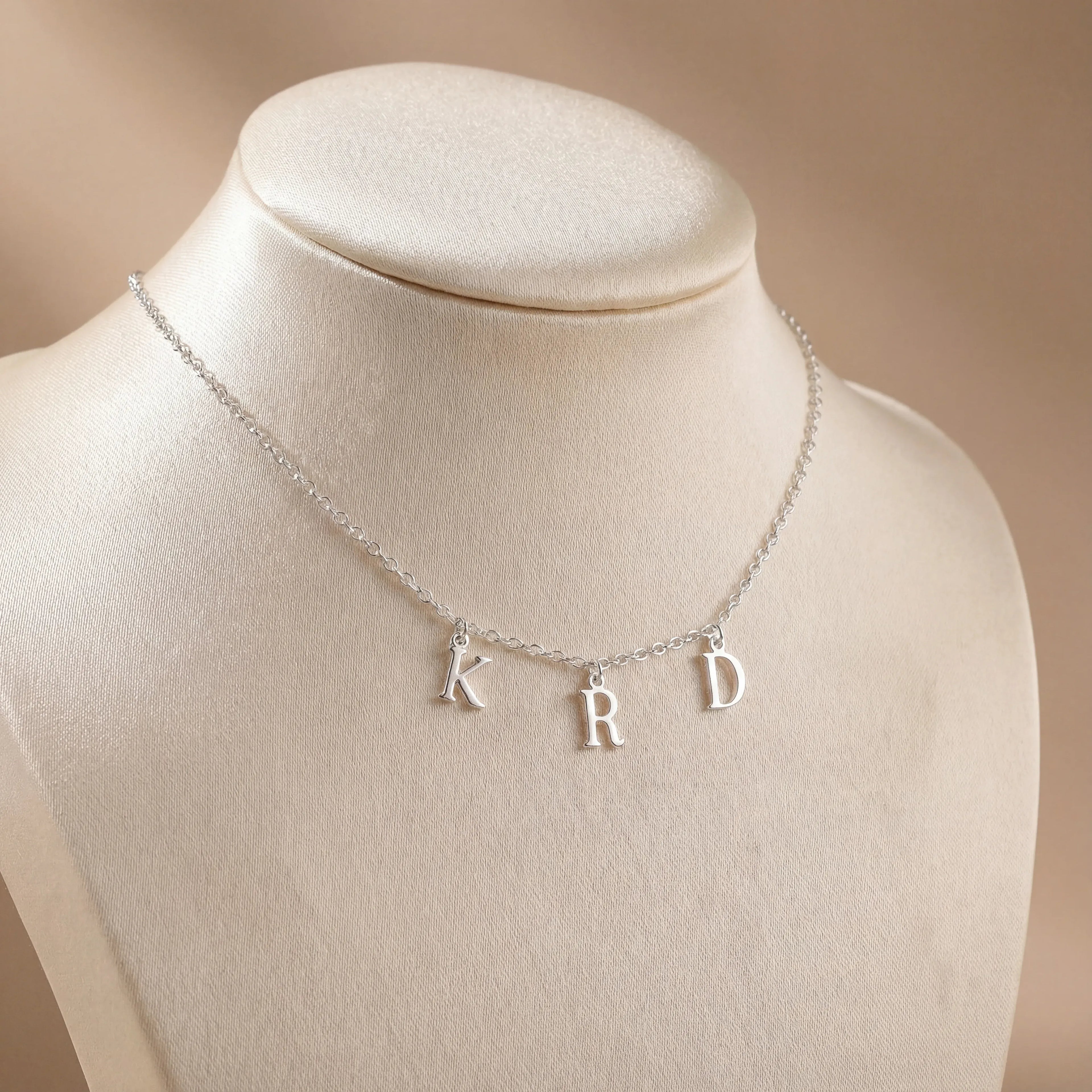 Triple Initial Necklace - Solid Silver