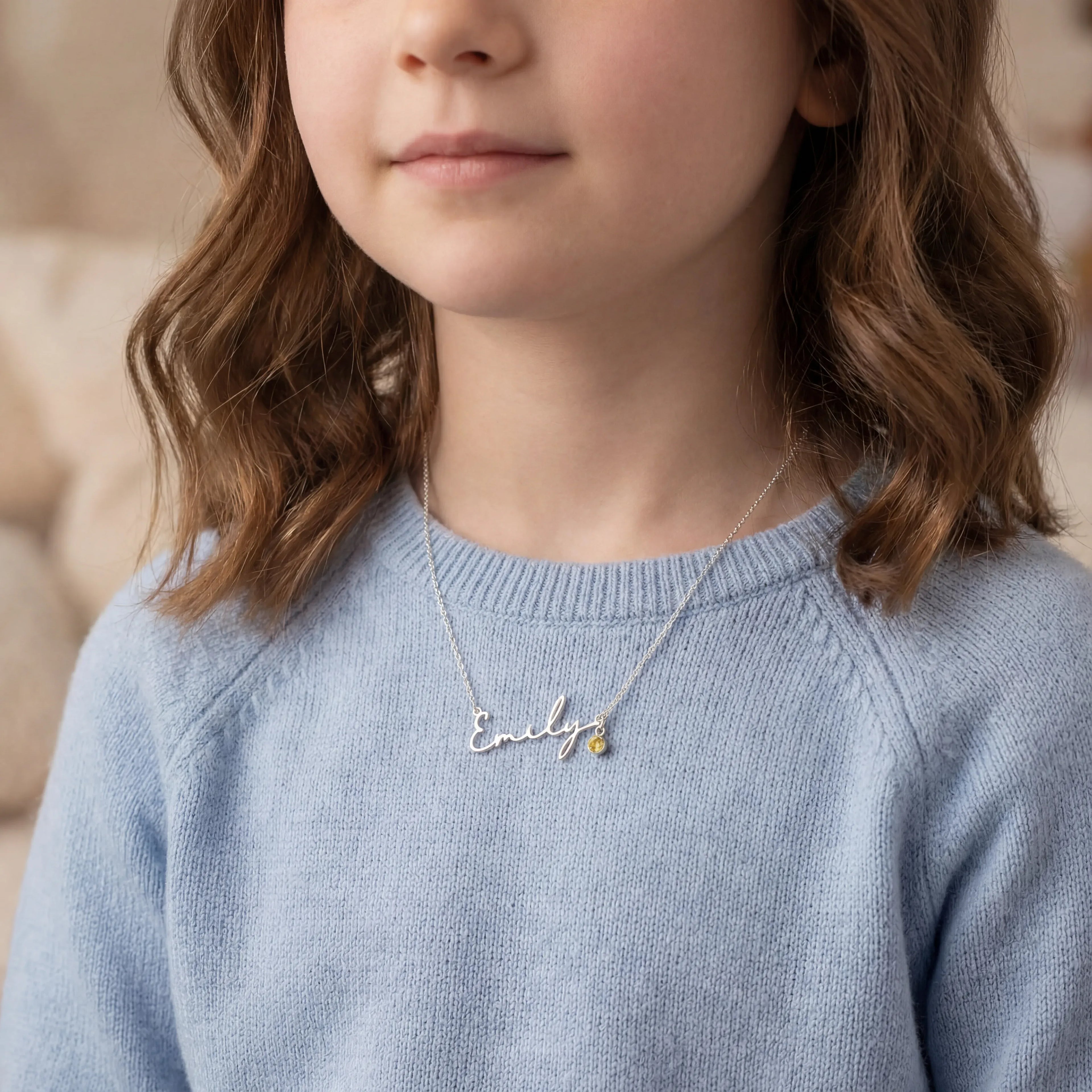 Personalised Kids Necklace - Solid Silver / Style 1