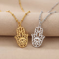 Hamsa Hand Necklace - Solid Silver / Style 2