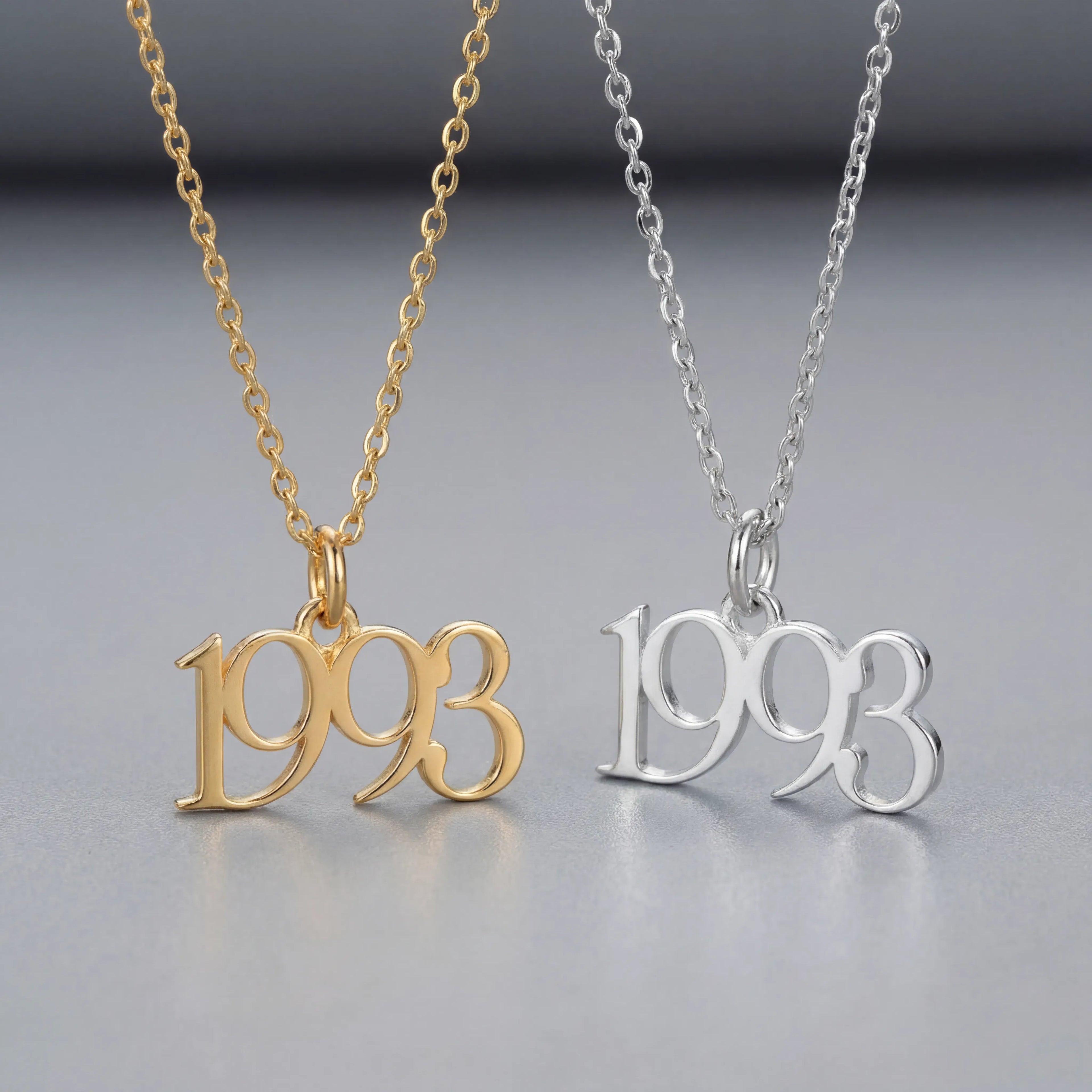Personalised Year Of Birth Necklace - Solid Silver / Style 3