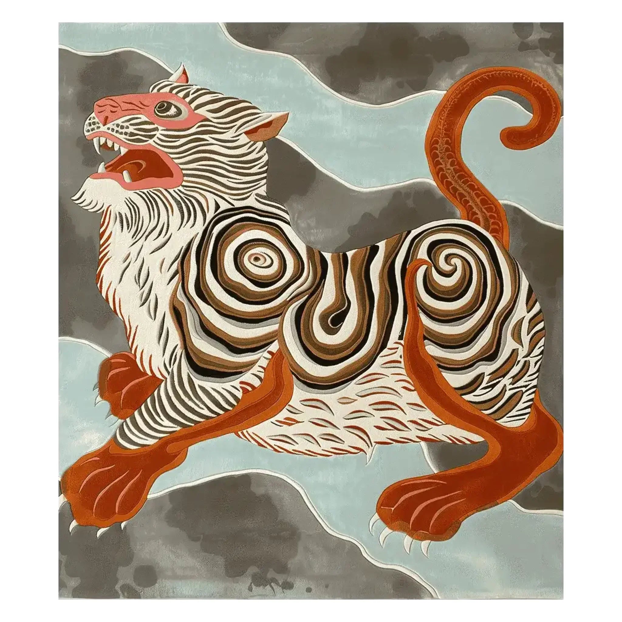 Spiral Tiger Roar Hand Tufted Rug