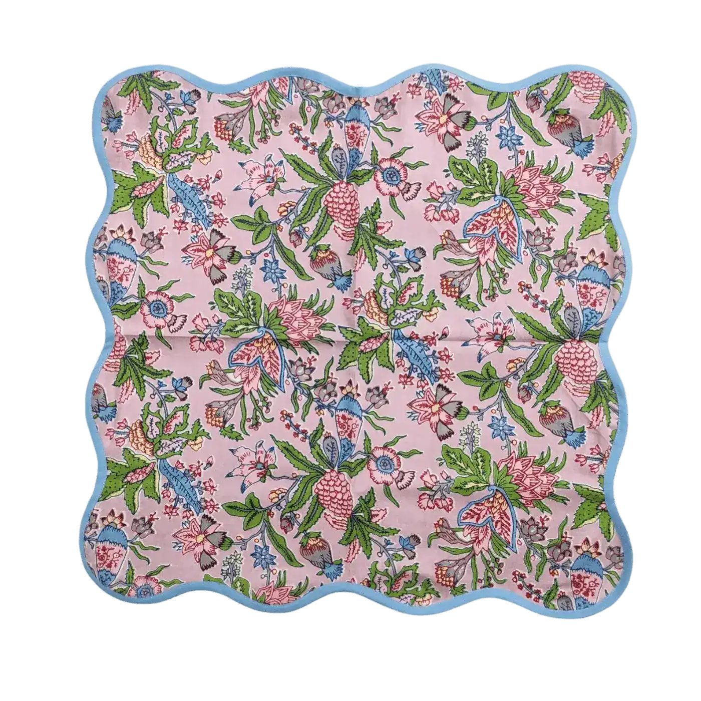 Spring Time Pink Scalloped Cotton Napkins Set of 8