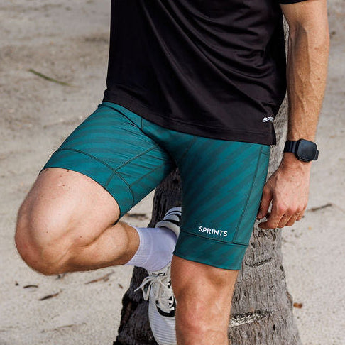 Sprints Mens Flexion 8" Half Tights - Velocity Blitz Green