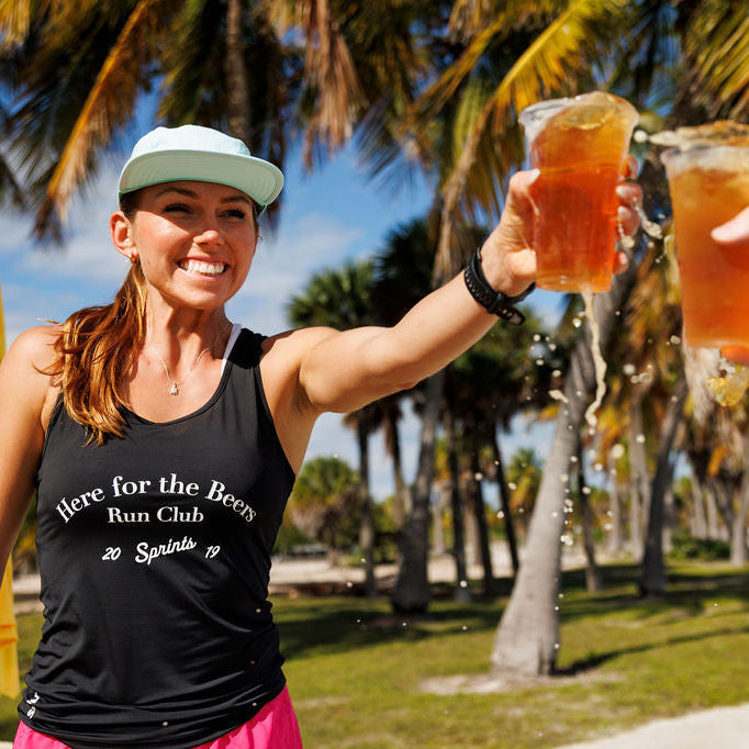 Sprints Womens Core Zero Running Tank - Here For The Beers Run Club Black