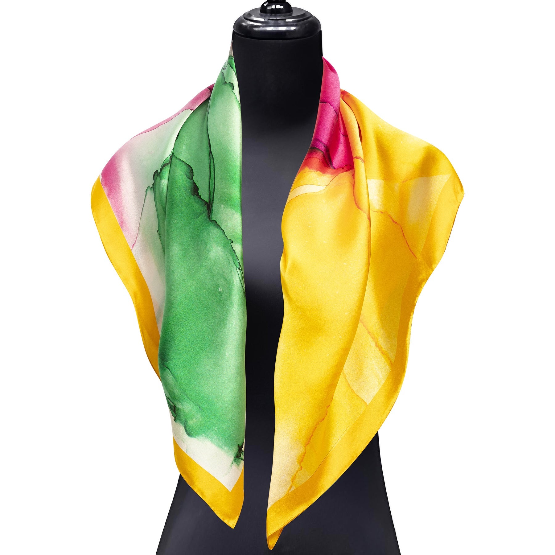 Yellow and Purple Silk Scarf Square Fluid Art Print