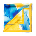 Yellow and Blue Silk Scarf Square Fluid Art Print