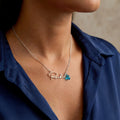 Birthstone Personalised Name Necklace - Solid Silver / Style 2
