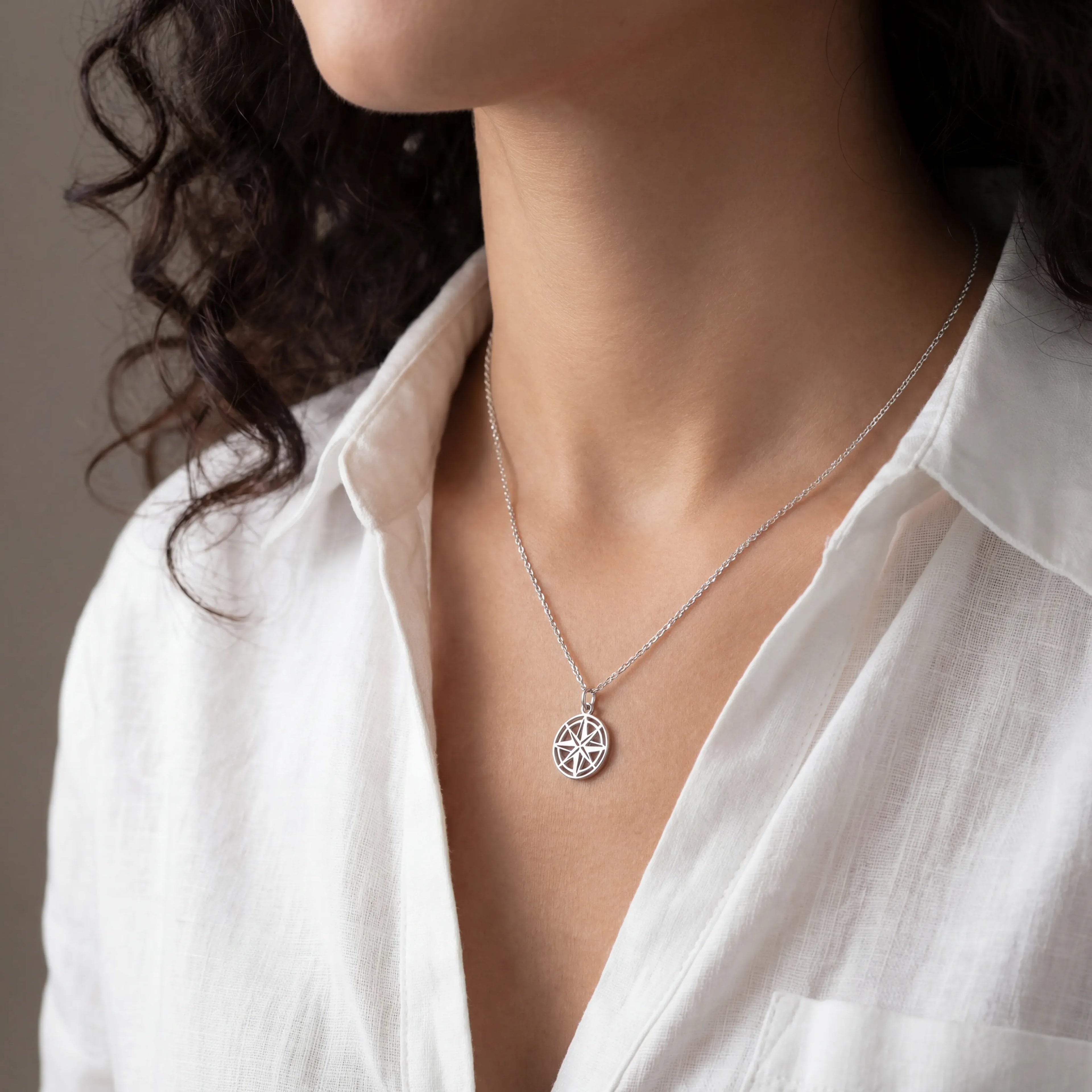 Compass Necklace - Sterling Silver / Style 1