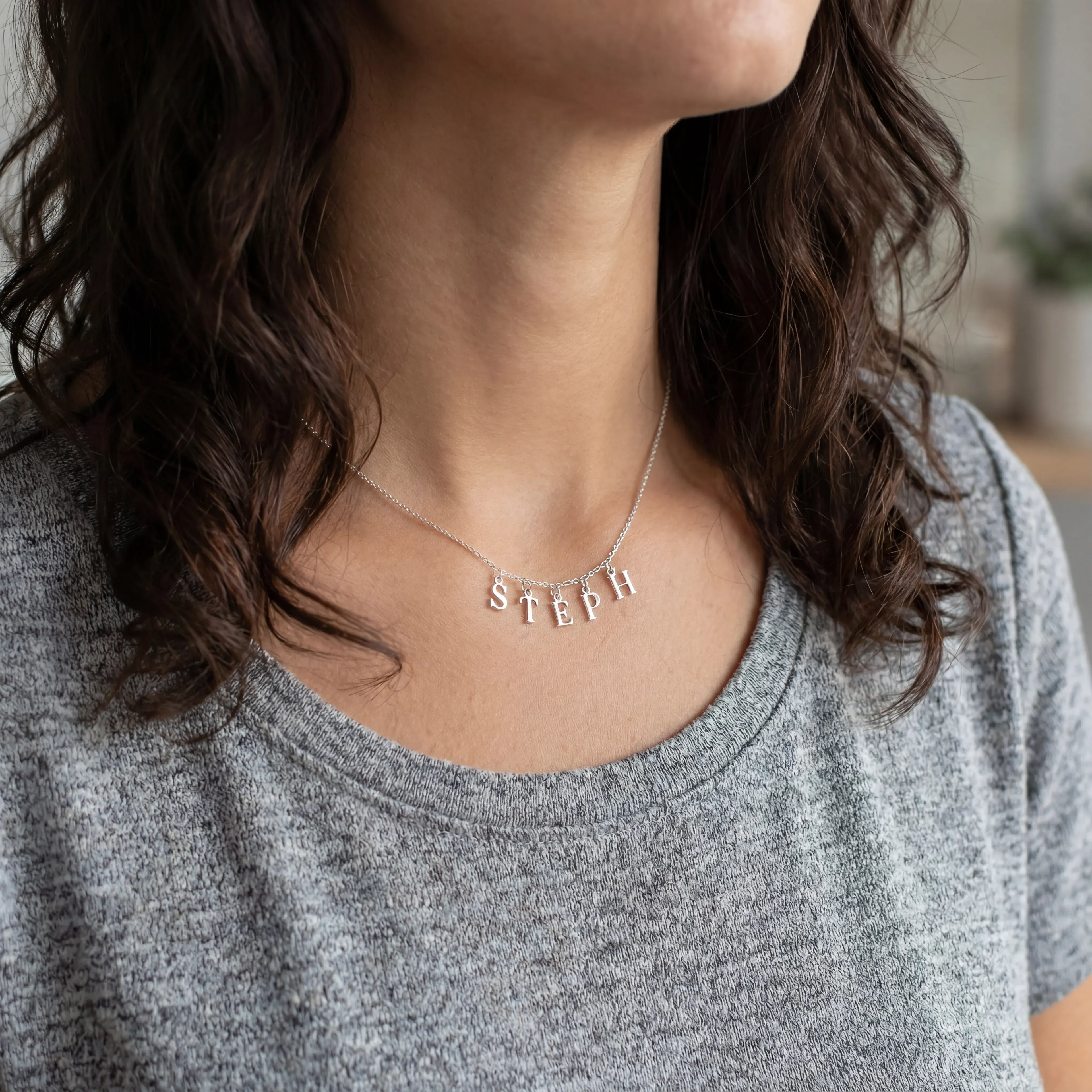 Custom Initial Name Necklace - Sterling Silver