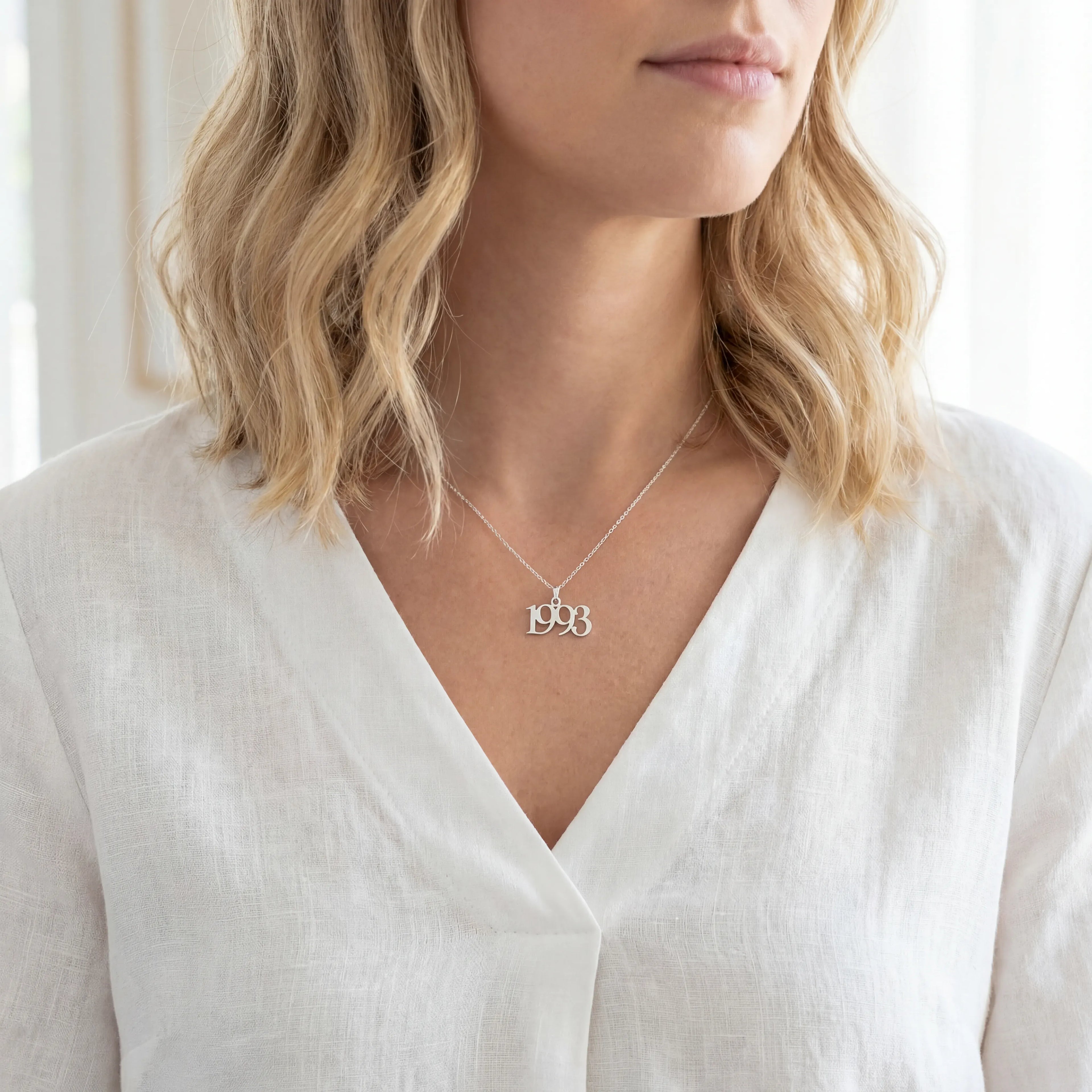 Personalised Year Of Birth Necklace - Sterling Silver / Style 2