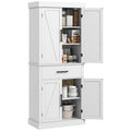 72" Farmhouse Pantry Cabinet with Drawer & Adjustable Shelves, White