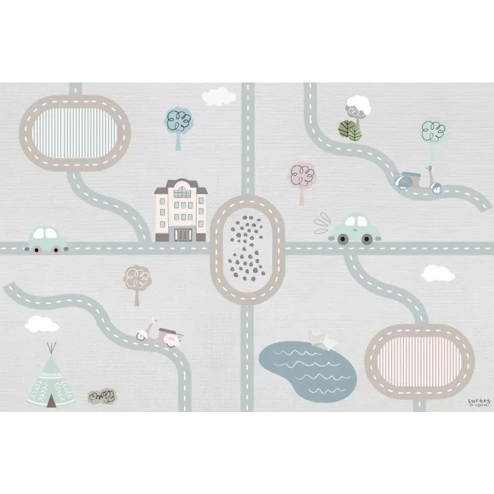 Alfombra Vinílica Mod. CITY Infantil 120x160 - Decorativa Sueños de Cigüeña