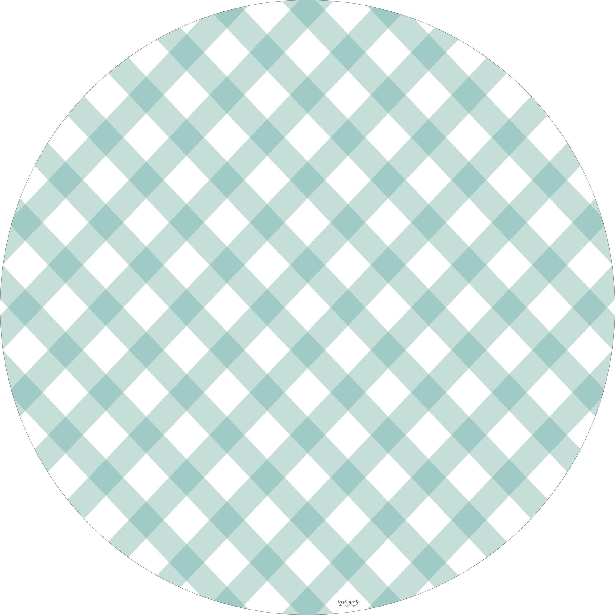 Alfombra Vinilica cuadros VICHY MENTA 95cm diametro