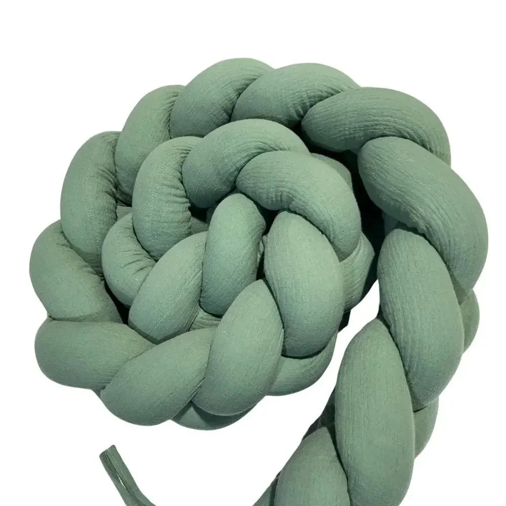 Braided Cot Bumper 210cm MOSS Muslin