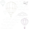 Wallpaper Hot Air Balloons - Blue and Pink