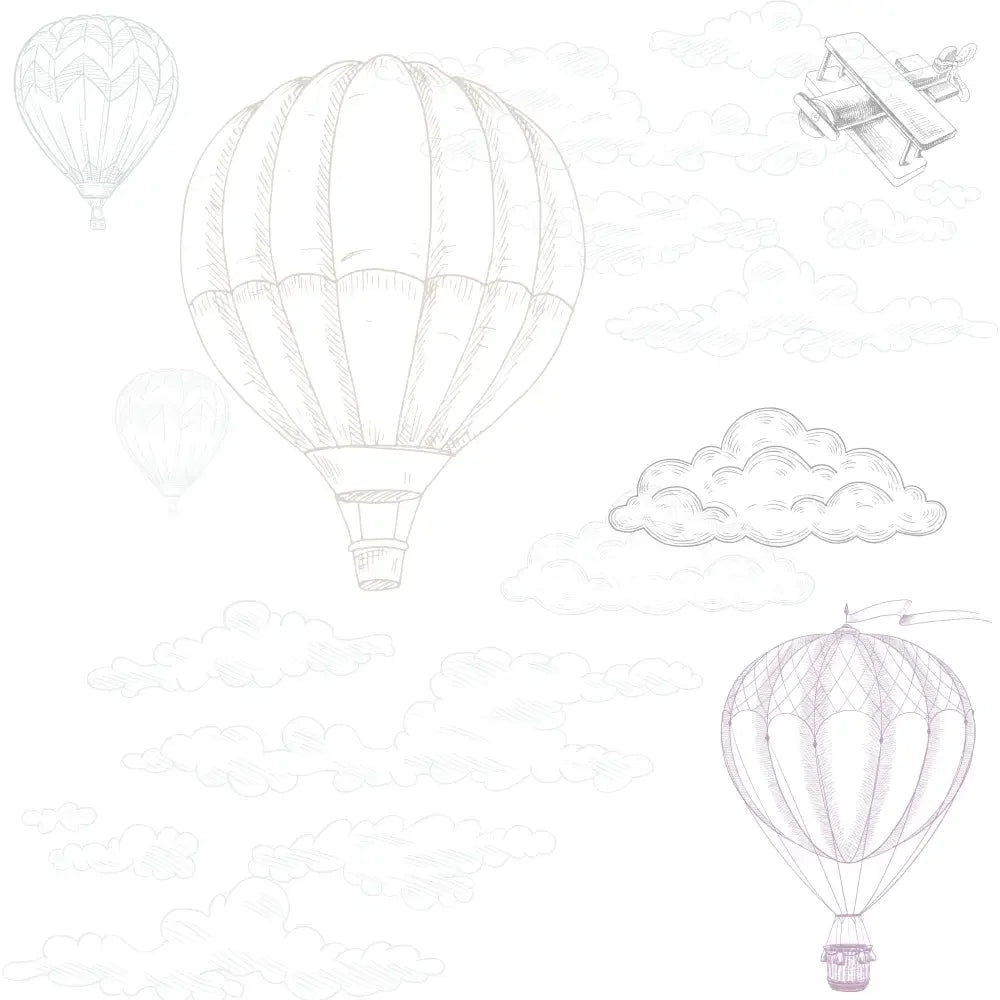 Wallpaper Hot Air Balloons - Blue and Pink