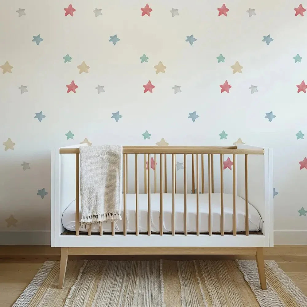 Papel pintado infantil Estrellas en acuarela Multicolor