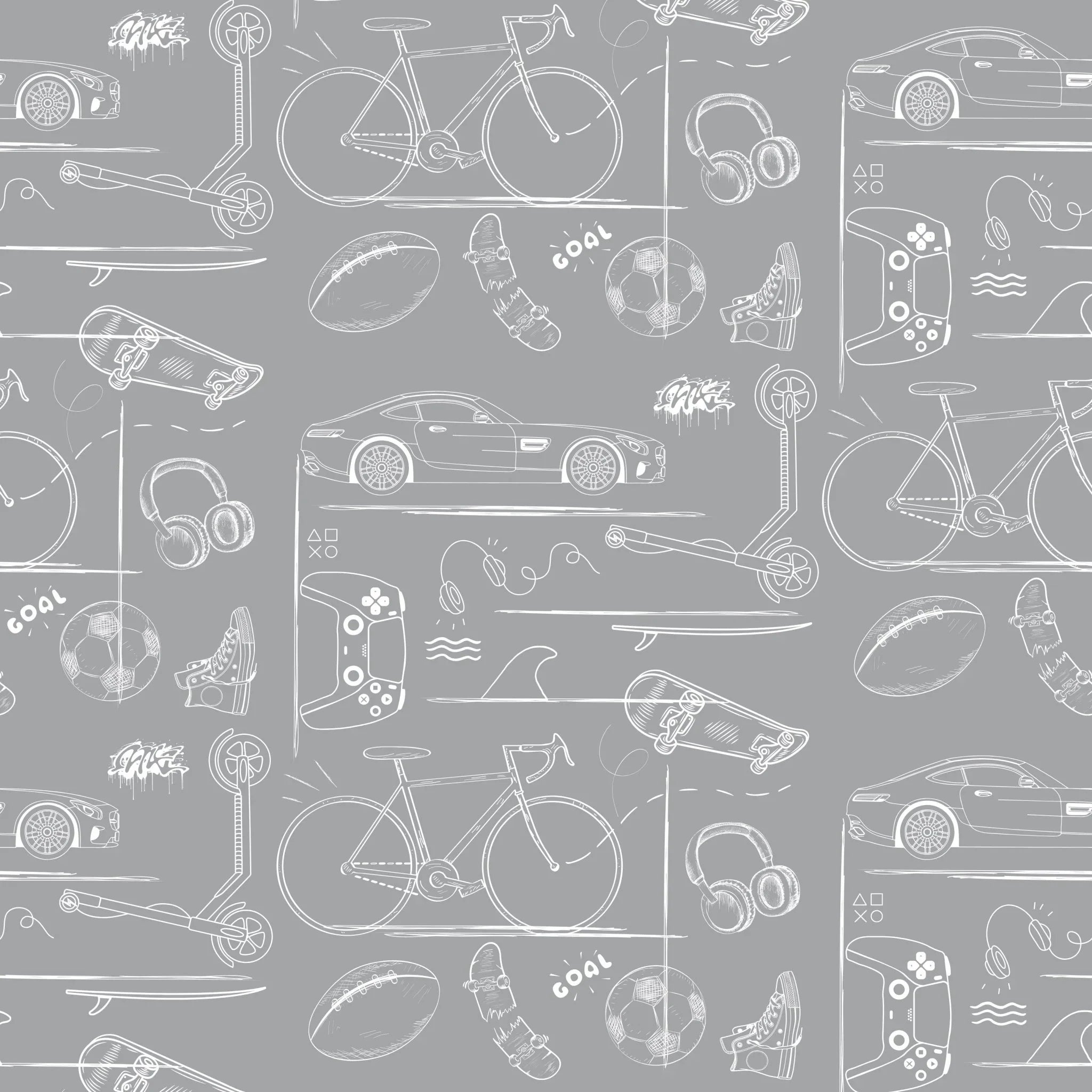 Papel Pintado Infantil "Gaming" gris