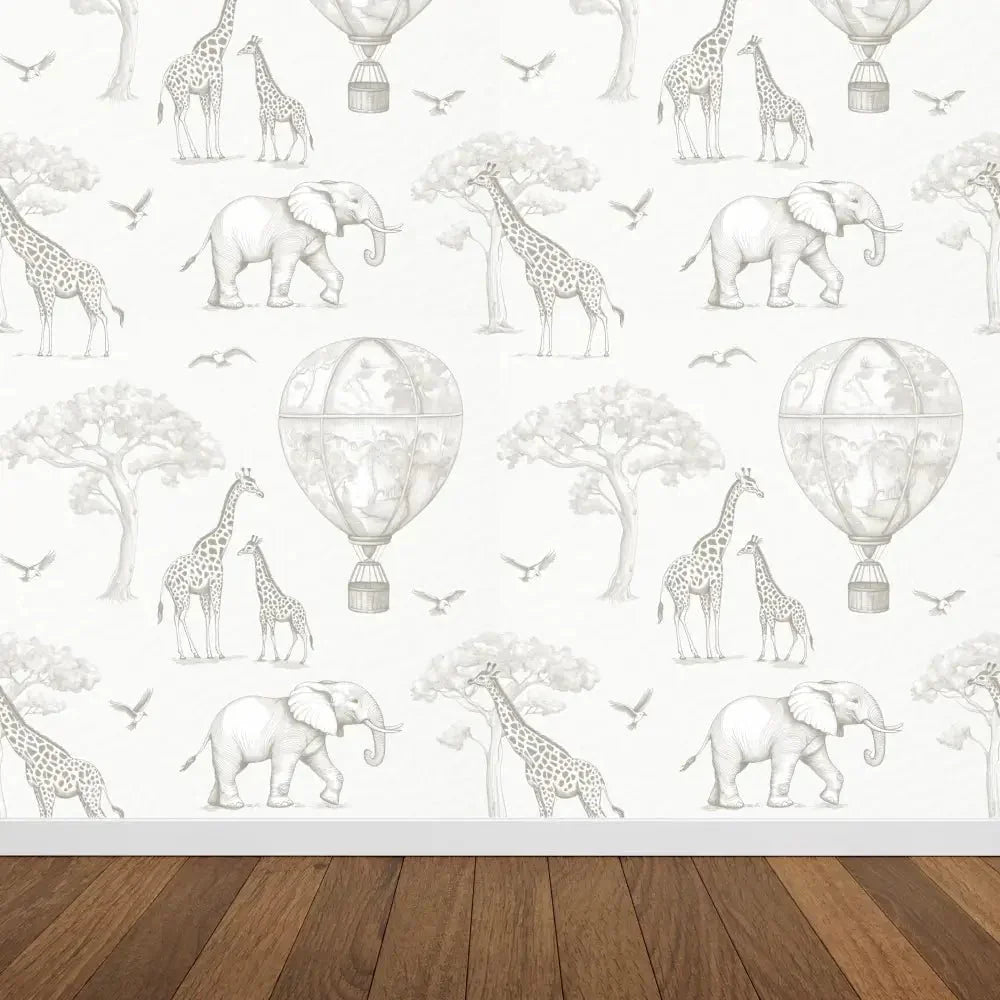 Papel Pintado Infantil Jirafas & Globos