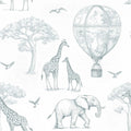 Papel Pintado Infantil Jirafas & Globos Azul Empolvado
