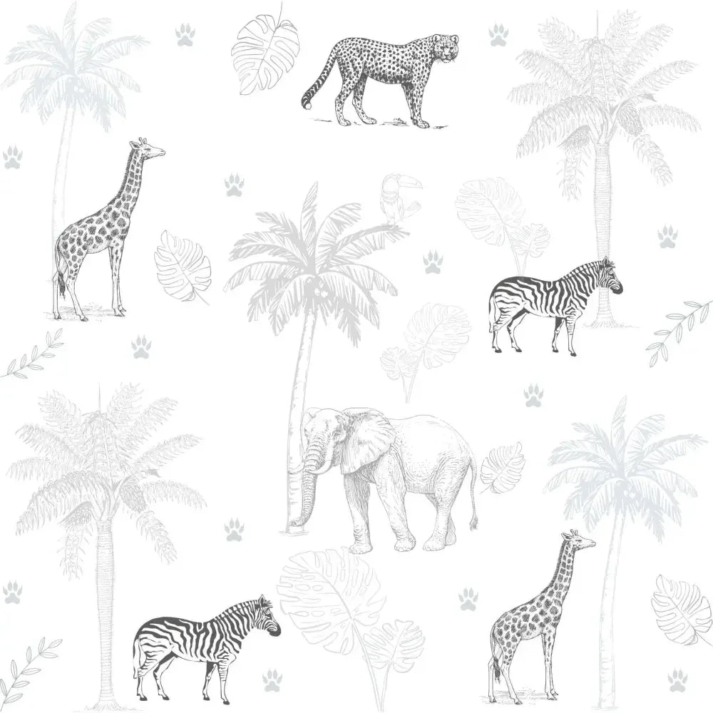 Papel Pintado JUNGLA SDC-JG-003 GRIS NEGRO
