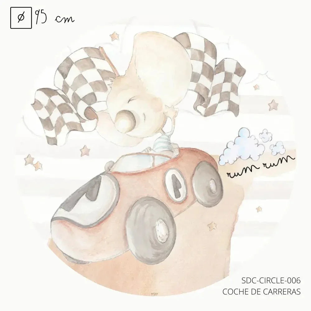 Vinilo Círculo Ø95cm "COCHE DE CARRERAS"