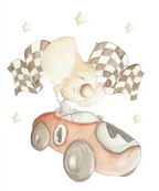Vinilo de Tela Infantil COCHE DE CARRERAS - SUEÑOS DE CIGUEÑA