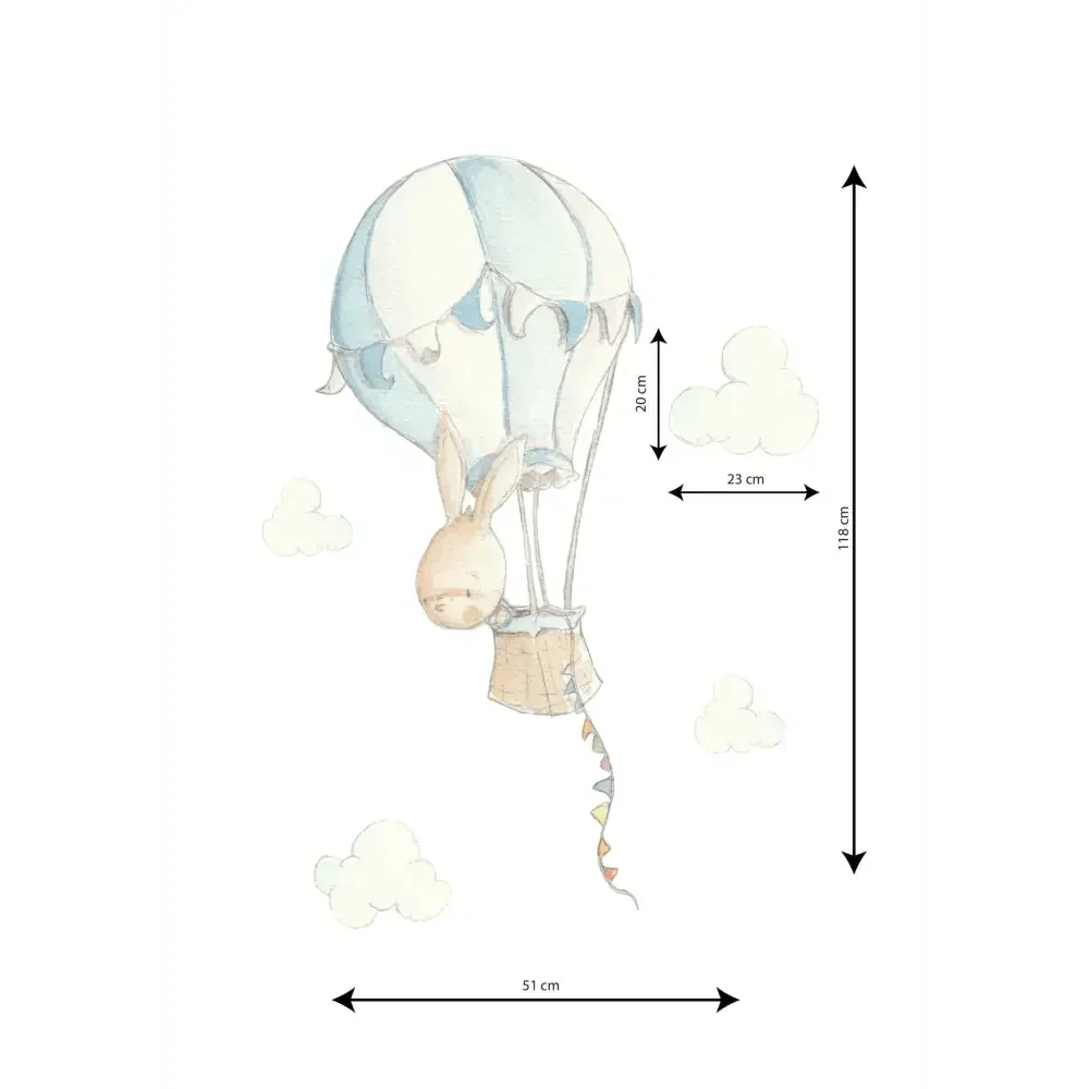 Vinilo de Tela Infantil - Conejo en Globo RABBIT IN BALLOON