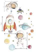 Vinilo de Tela Infantil PLANETAS y ASTRONAUTAS - SUEÑOS DE CIGUEÑA