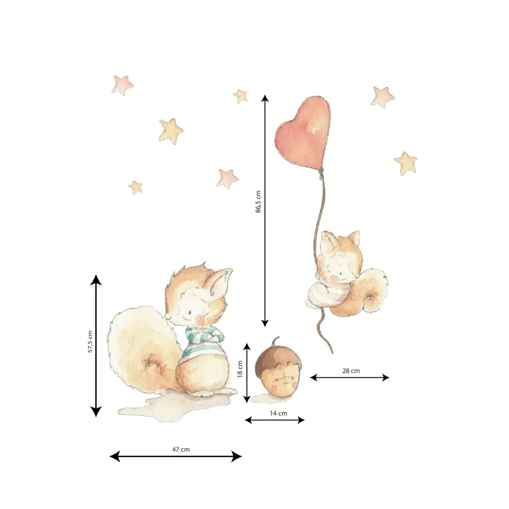 Vinilo Decorativo Infantil Ardillas SQUIRRELS FRIENDS